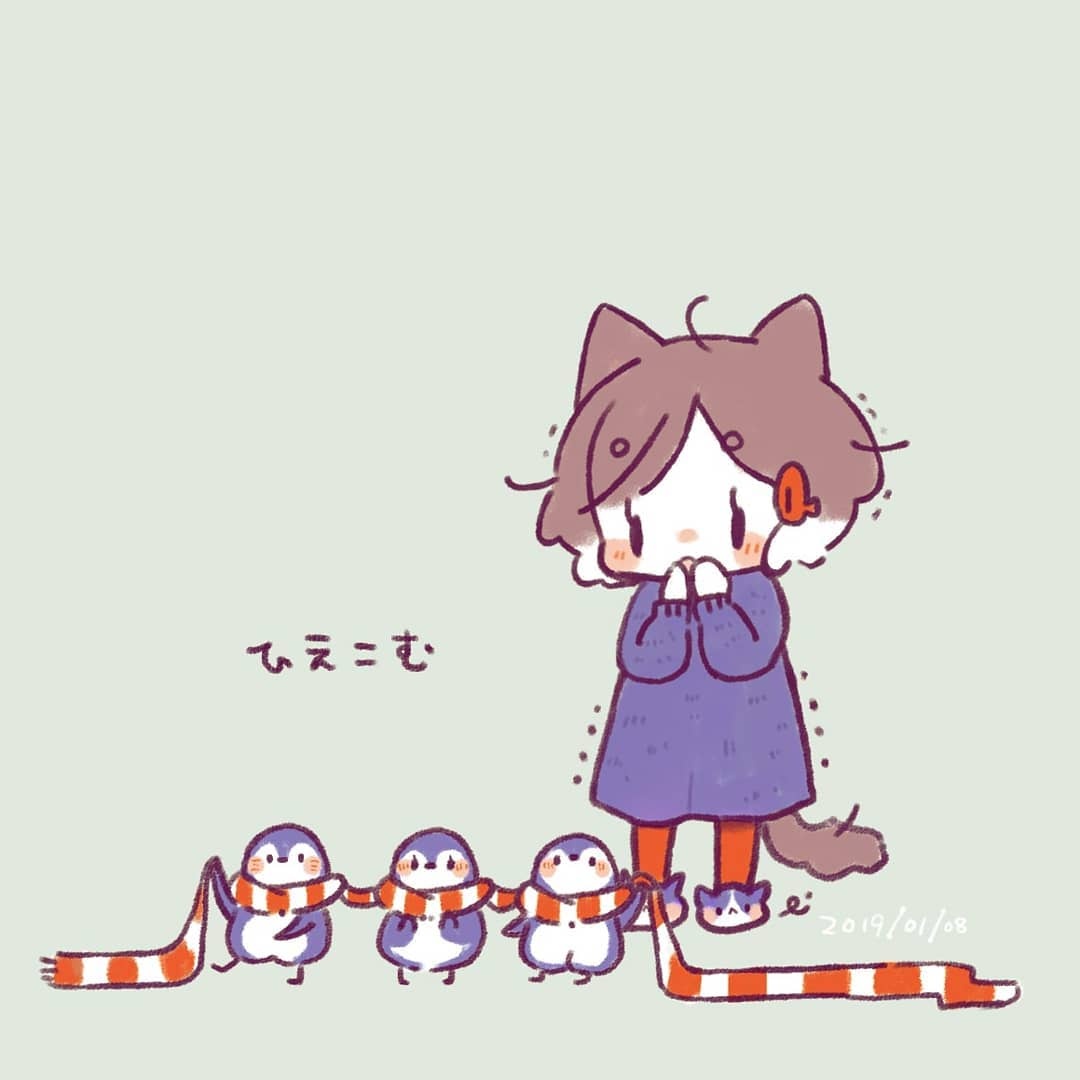 「寒いからあったかくしようね☺️ 」|sia.🧸skebやってます🌼のイラスト