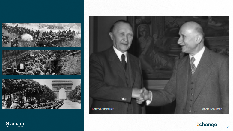 bchange_'s tweet photo. Os invitamos a reflexionar sobre un caso concreto: 
👉2 naciones europeas fronterizas
👉3 guerras (1870-1945)
👉2 hombres, con #liderazgo transformación dijeron que necesitaban carbón y acero.
👉Así se creó la #CECA https://t.co/jgyztGoFfM