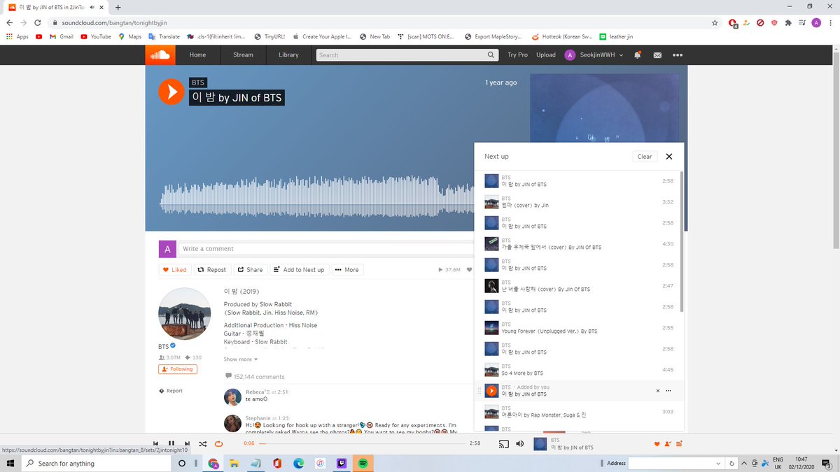 SeokjinOSTBTS's tweet photo. @StreamForJin #Tonightforjin - I did have this playlist running all night :) ๐ฅ
โจ
๐ฆ
#๋ฐฉํ์๋
๋จ์ง #๋ฐฉํ์ง #์ง #์์ง #JIN #BTSJIN #SEOKJIN #ใธใณ #้็ขฉ็
@BTS_twt https://t.co/qQcedKxoan