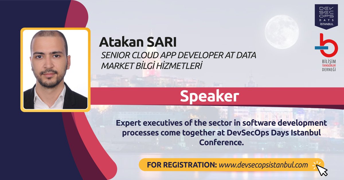 devsecopstr's tweet image. Atakan Sarı will be with us at the DevSecOps Days Istanbul Conference.

December 9th, 2020

For Registration devsecopsistanbul.com/register/

#devops
#devsecops
#devsecopsdays
#devsecopsdaysistanbul
