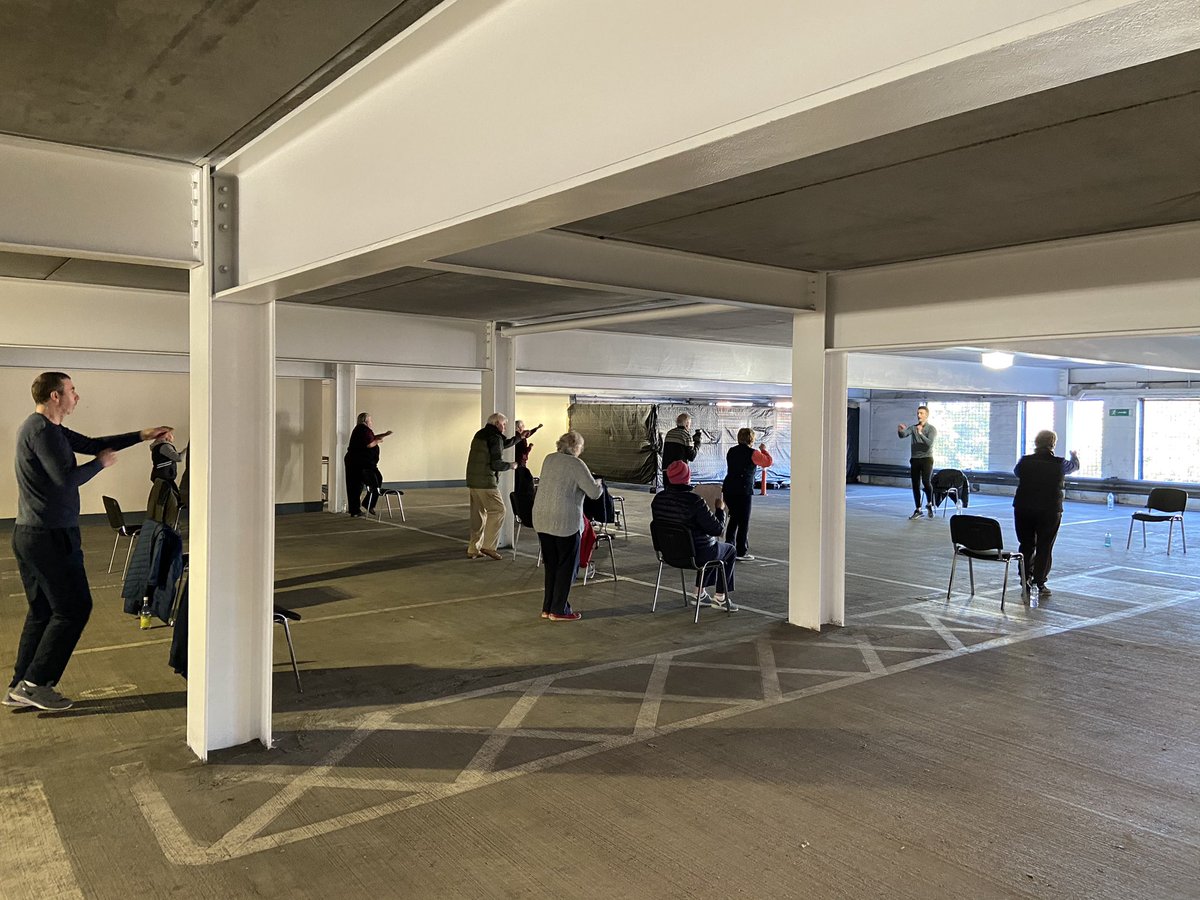 exwell_medical's tweet photo. Christmas music from the shops playing in the background this morning at The Square class! #urbangym #exerciserehab #carparkclasses #livingalongsidecovid https://t.co/QffLuXW9op