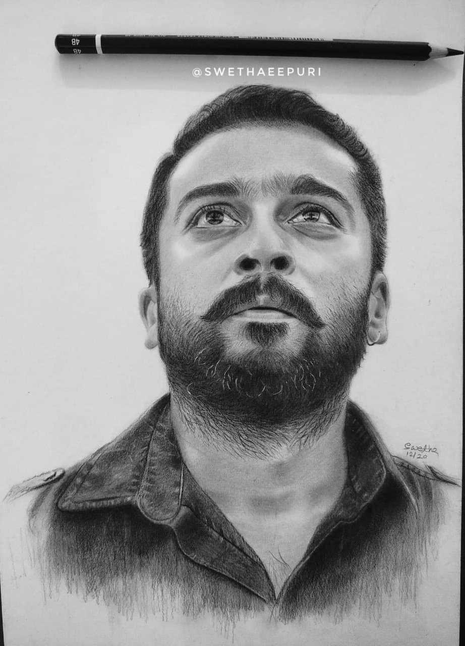 Actor Surya pencil sketch  Portrait  YouTube