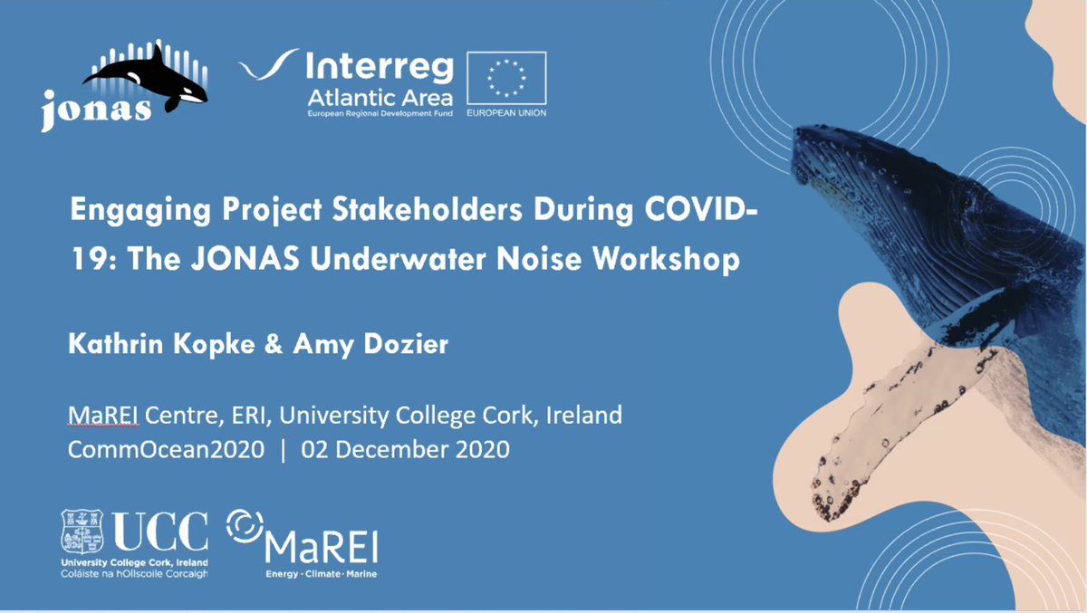MaREIcentre's tweet photo. MaREI's @KathKopke on taking stakeholder engagement workshops online in the @jonas_project to inform development of a visualisation platform relating to #UnderwaterNoise
Find out more about the guided conversation methodology used here https://t.co/2NvpZWY3GQ
#CommOCEAN2020 https://t.co/6fSKxP1fjl