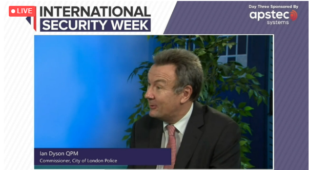 ISE_Expo's tweet photo. Now on: @CityPoliceCmsr Ian Dyson tells @PhilipIngMBE "@CityPolice has some world-leading initiatives, and we've taken on more national responsibilities around #cybercrime" #ISWeek2020 https://t.co/BMz7RJOn2d