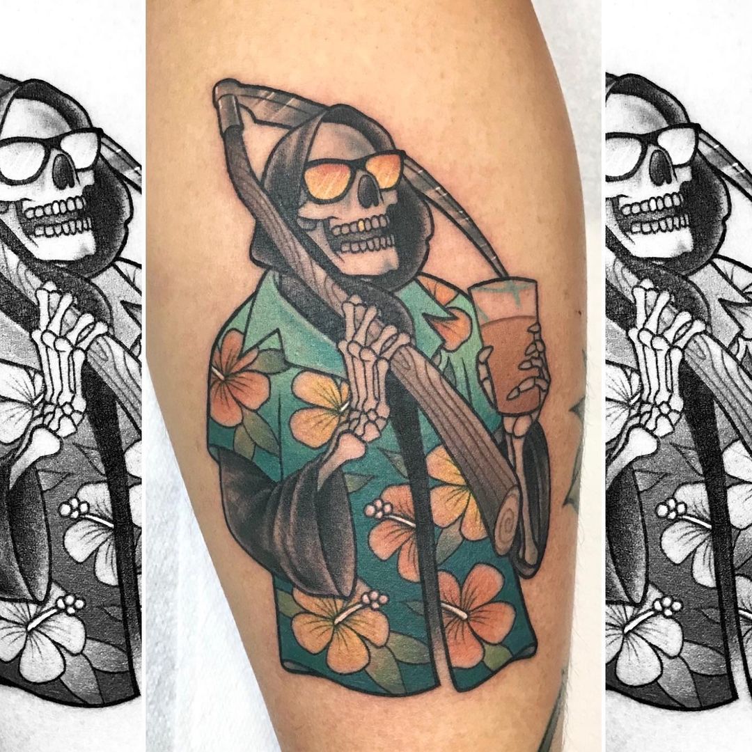 grim reaper tattoo - Tattoo - Sticker | TeePublic