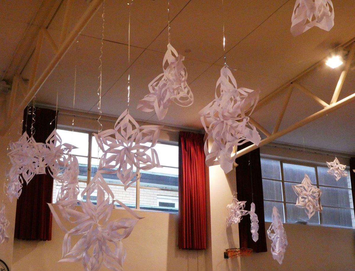 The School Hall is becoming more magical by the day #LEHschool #LEHjuniors #christmasiscoming #papersnowflakes