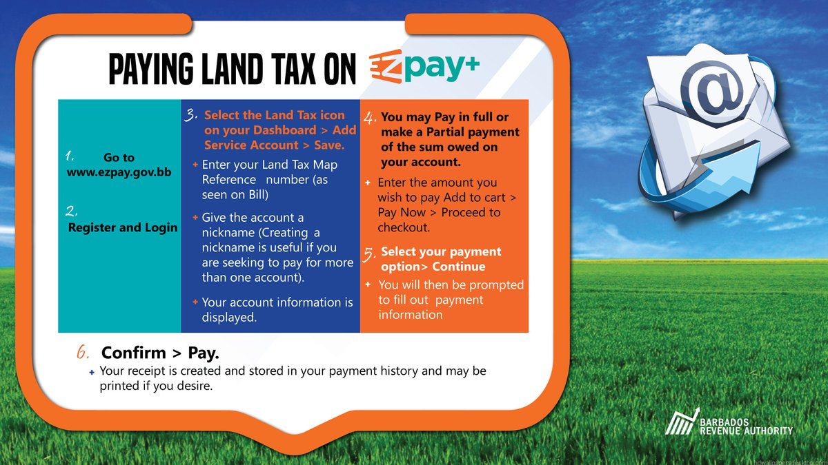 Barbados Revenue Do You Own Property In Barbados But Haven T Received Your Land Tax 21 Bill You Can Request Your Bill Via Email Or Review And Pay In Ezpay Here S