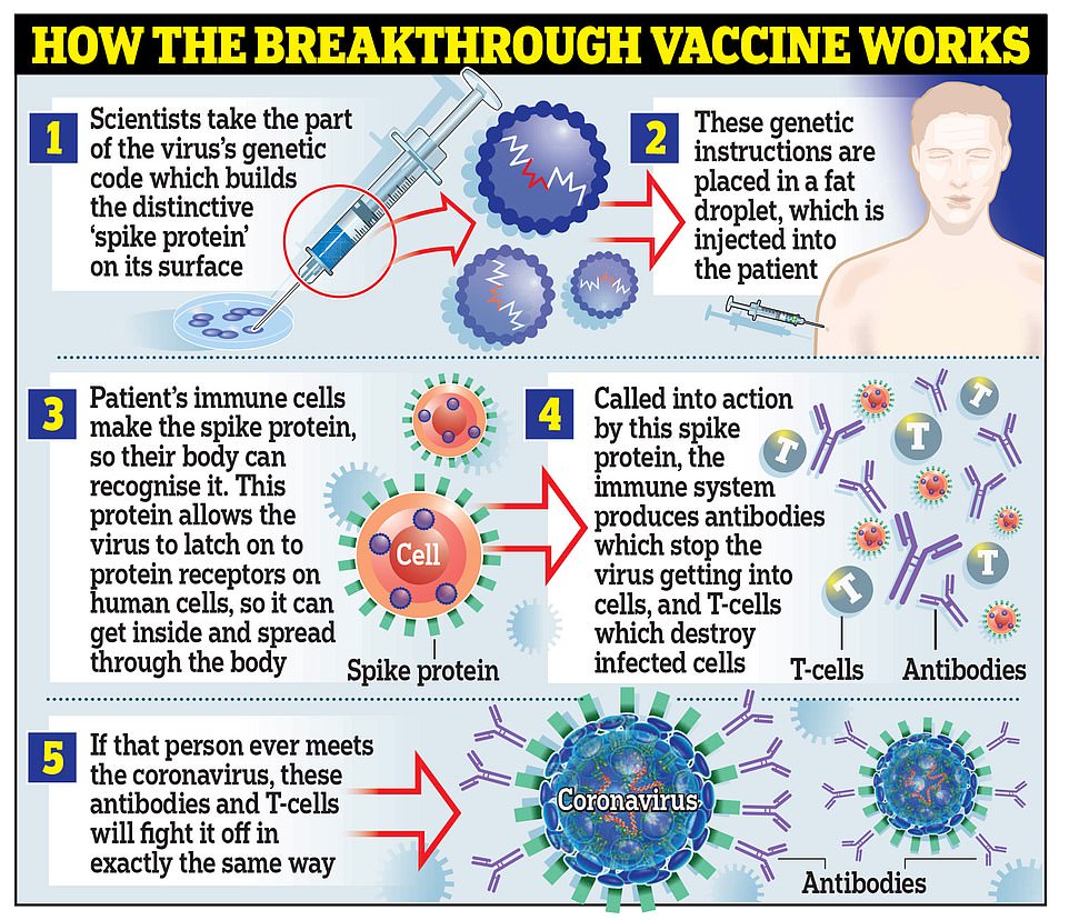 What type of vaccine is this?+ The jab is known as a messenger RNA (mRNA) vaccine.+ Conventional vaccines are produced using weakened forms of the virus, but mRNAs use only the virus’s genetic codeRead more:  https://trib.al/4D1EWBg&nbsp;