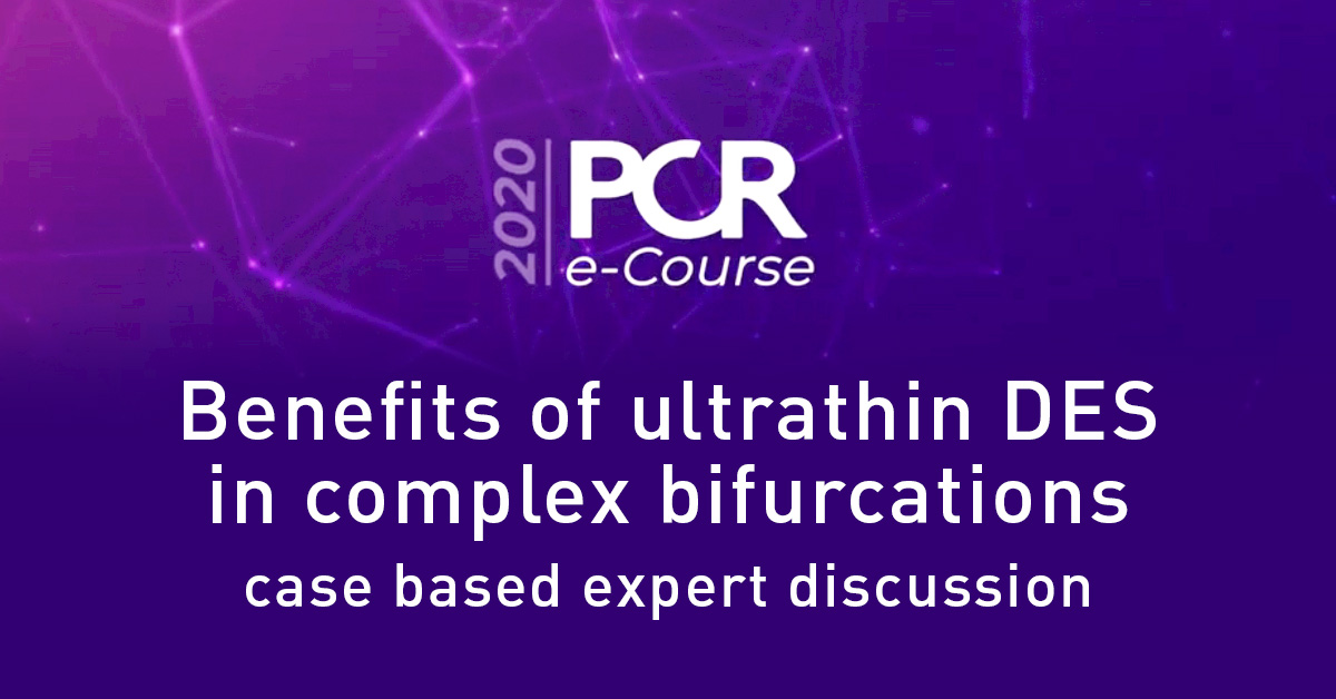 PCRonline's tweet photo. Watch this complex LM bifurcation case by Dr. M. Brandt using the new Orsiro Mission #DES, and hear the experts at #PCReCourse discuss the benefits of ultrathin strut DES in complex bifurcations: https://t.co/V57Chsm3g2 Sponsored by @BIOTRONIK_News https://t.co/WmcUgjI6XW