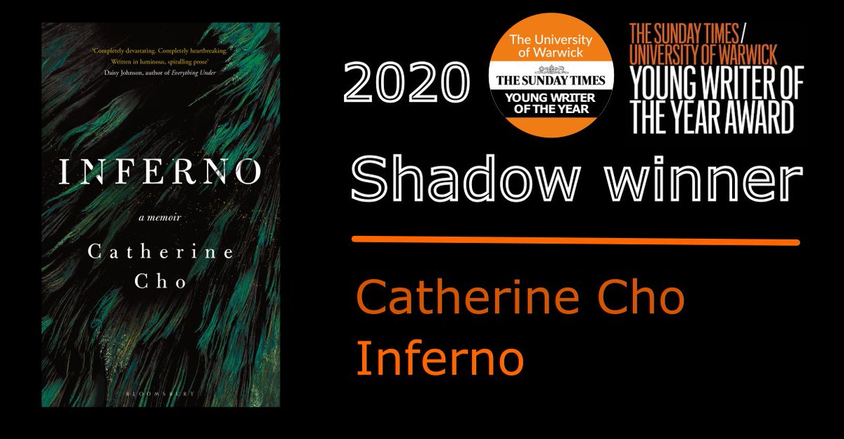 Our 2020 #YoungWriterShadow panel have chose Inferno by <a href="/Catkcho/">Catherine Cho</a> as their winner! 

The 2020 Judges announce their winner next Thurs. Is this the first year that our Shadow Panel &amp; Judges agree?!

youngwriteraward.com/2020-shadow-pa… 

<a href="/MarinaSofia8/">Marina Sofia</a> <a href="/sissireads/">Sissi Reads</a> <a href="/excusemereading/">Ova📚</a> @hopeisreading