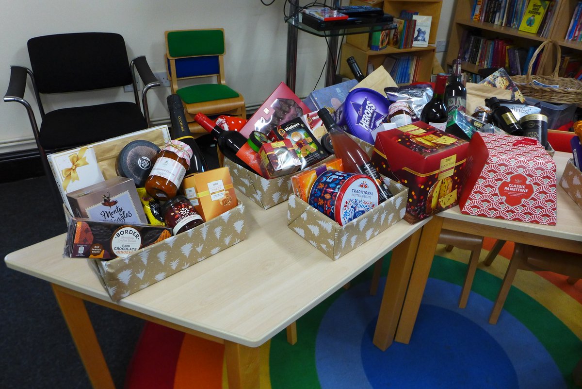 Hampers being assembled - make sure you have your raffle tickets.  Contact the office.