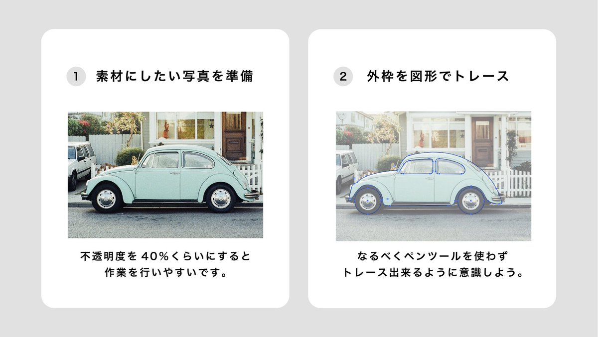 あき Designer イラストが描けないデザイナー必見 イラスト素材の作り方 再掲です 絵が描けなくても写真をトレースすればフラットデザインのイラスト素材をさくっと作れます