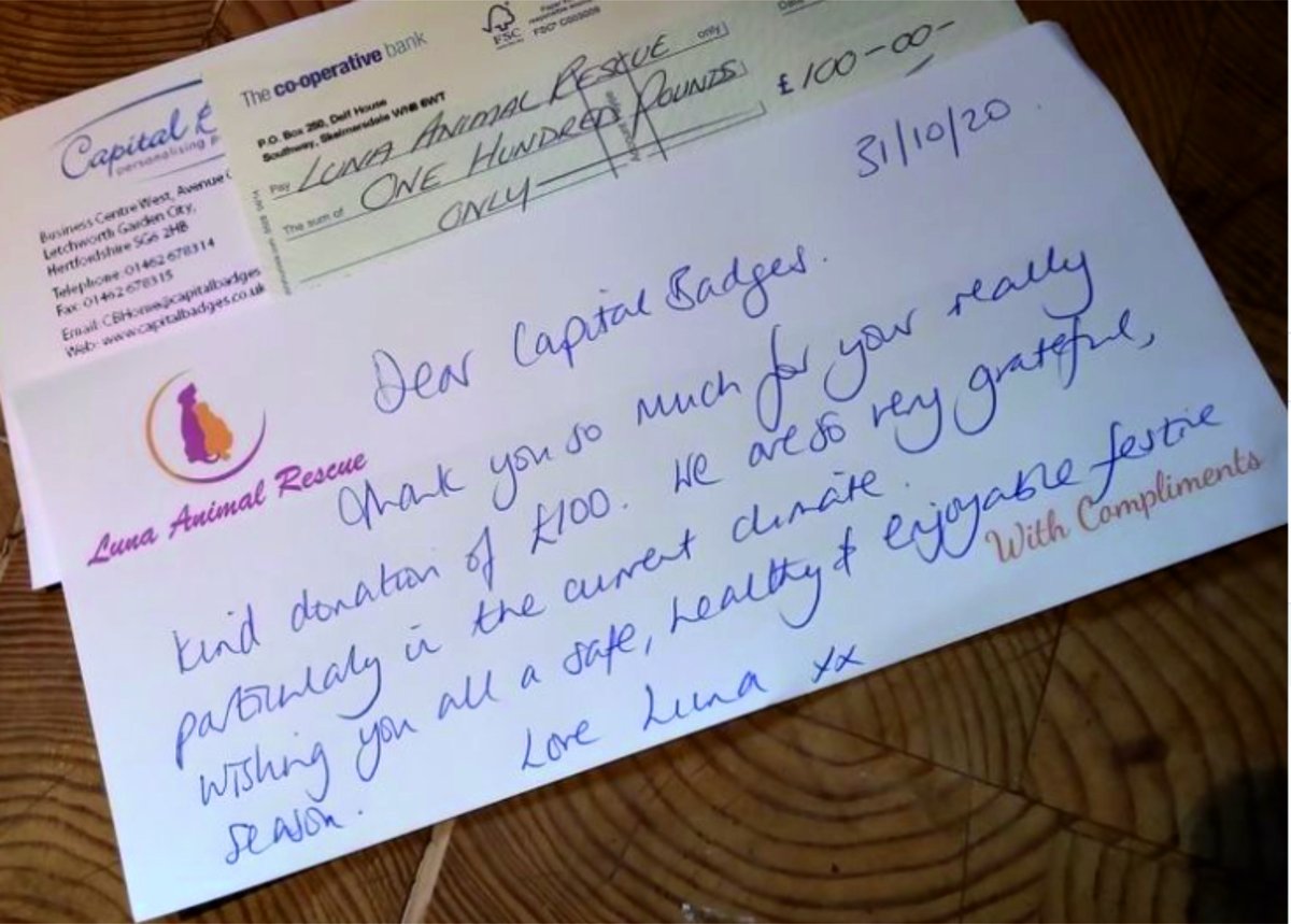 CapitalBadges's tweet image. We&apos;ve decided to donate the cost of our usual Christmas lunch to two local charities this year, Luna Animal Rescue and The Need Project.  Charities have struggled this year so it feels like a very worthwhile thing to do @CapitalBadges #lunaanimalrescue #theneedproject #charity