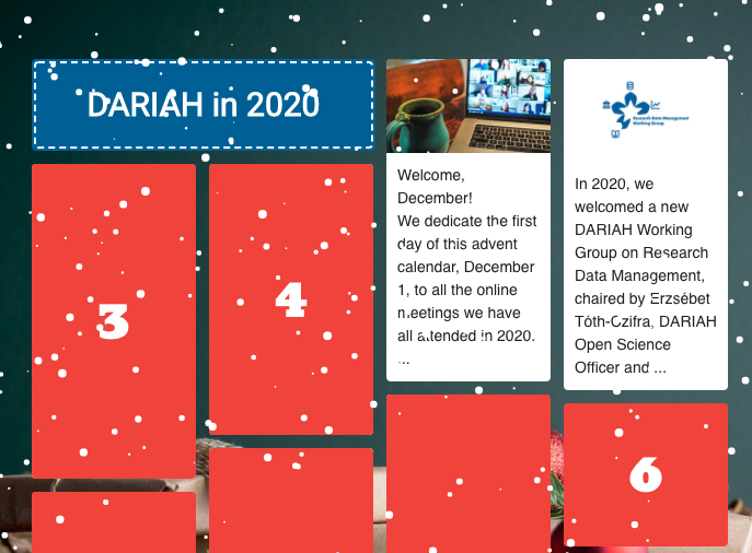 DARIAH-EU | @dariaheu.bsky.social (@dariaheu) on Twitter photo Have you seen the DARIAH 2020 advent calendar?
Day 2 highlights a new DARIAH Working Group created in 2020, the Research Data Management WG <a href="/DataDariah/">Research Data Management DARIAH-EU Working Group</a> chaired by <a href="/etothczifra/">Erzsébet Tóth-Czifra</a> & <a href="/mblaszczynska/">Marta Błaszczyńska</a>
Check it here: dariah.eu/2020/12/01/202… Have you seen the DARIAH 2020 advent calendar?
Day 2 highlights a new DARIAH Working Group created in 2020, the Research Data Management WG <a href="/DataDariah/">Research Data Management DARIAH-EU Working Group</a> chaired by <a href="/etothczifra/">Erzsébet Tóth-Czifra</a> & <a href="/mblaszczynska/">Marta Błaszczyńska</a>
Check it here: dariah.eu/2020/12/01/202…