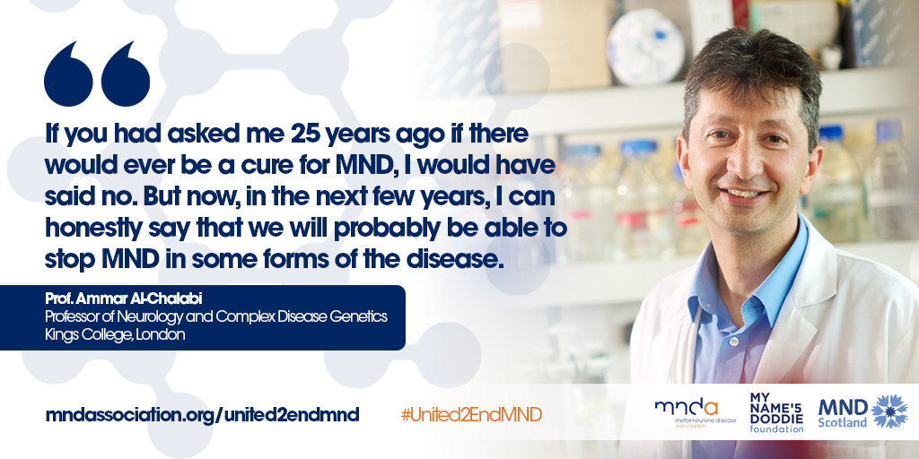 World-leading #MND researchers in the UK are closer than ever to discovering treatments. To enable a breakthrough, <a href="/mndassoc/">MND Association</a>, <a href="/MNDScotland/">MND Scotland</a> &amp; <a href="/MNDoddie5/">My Name'5 Doddie Foundation</a> are launching #United2EndMND to call on Gov't to urgently increase its funding.

Share our graphic below to spread the word.