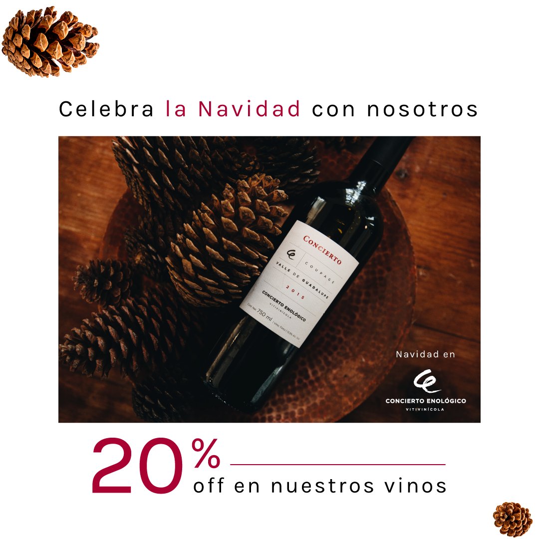 ConciertoEn's tweet photo. Inicia el mes en el que nos reunimos con nuestros seres queridos para pasar momentos inolvidables, y qué mejor que sea degustando una copa de vino mexicano. 
Nuestros vinos tienen un 20% de descuento, no pierdas esta oportunidad y disfruta de tu vino favorito. https://t.co/vpcFyBPKm3