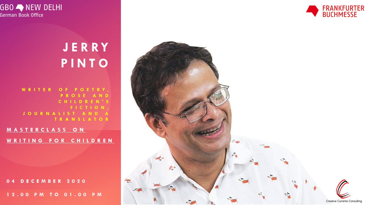 GBO New Delhi is conducting a masterclass on "Writing for Children" by the expert "Jerry Pinto exclusively for our publishing industry in Nepal. Session details-
Date- 04 December 2020
Time- 12.00 PM to 01.00 PM
Registration Link- creatives-consult.com/webinar/gbo-ma…

<a href="/Book_Fair/">FrankfurterBuchmesse</a>
