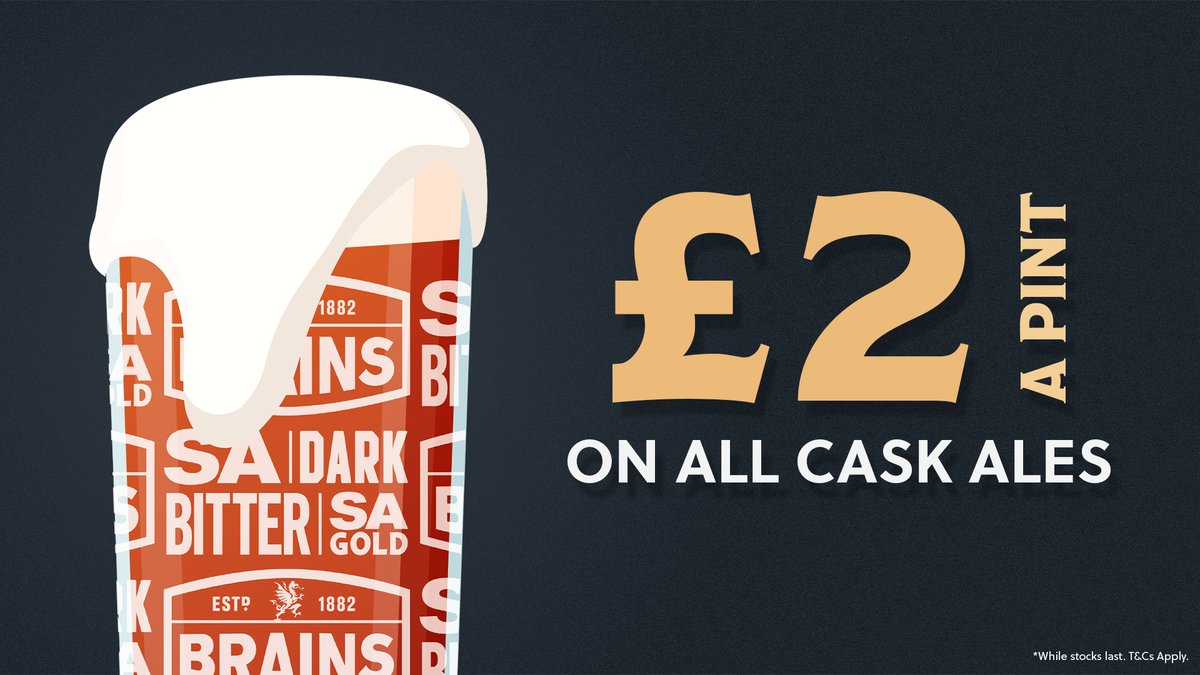From Thursday, all our draught products will be £2 per pint, this is while stocks last!