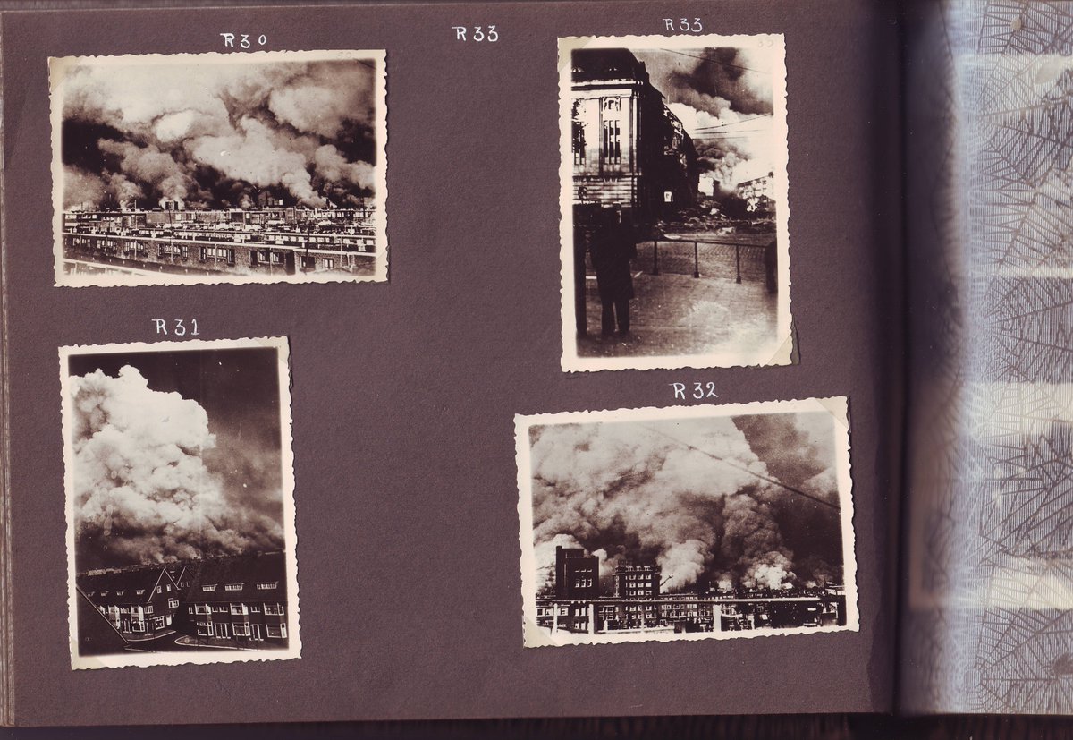 operatiemanna's tweet photo. The bombing of Rotterdam in May 1940. A page of the photoalbum of Han Ketting.  https://t.co/SSHhXgnYqQ https://t.co/ILyvjDGtTy