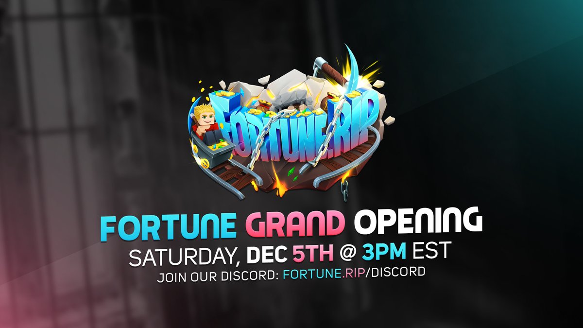 FortunePrison's tweet photo. The Grand Opening of the Fortune Network!

After months of anticipation, we are happy to announce the first Season of Prison which takes place this weekend.

⏰ Saturday, December 5th @ 3PM EST!
⛏️ https://t.co/l5XbqXevKZ

🔄 Follow, RT and Like to win a Jackpot Rank! (TOP RANK!) https://t.co/wPtpO50seA