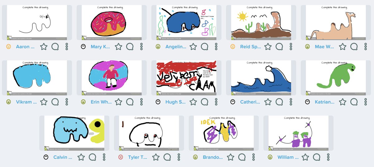 BioteachNg's tweet photo. Social Emotional Bell-Ringer Activity: Ask students to complete the drawing on @PearDeck. Students enjoy seeing each other's creative ideas! Today they taught me who Big Chungus is. #SELcommunity #completethisdrawing https://t.co/0l17hhi7p4