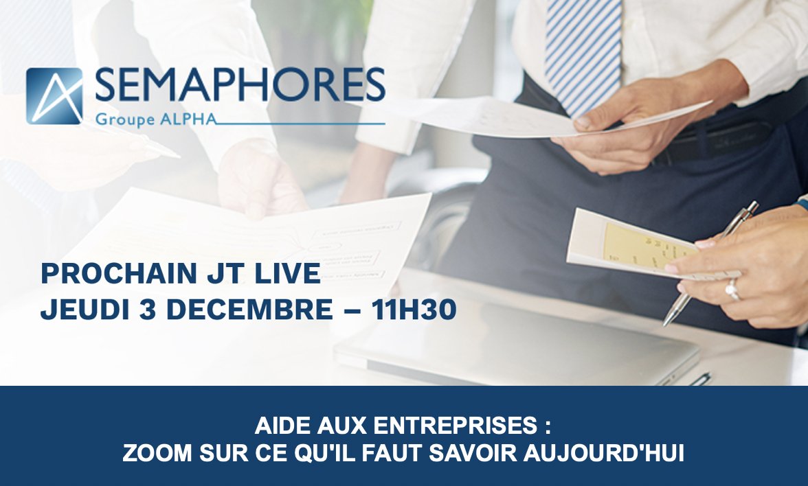 Semaphores_'s tweet photo. [ #Webinar #JTLive ] 💻
📅 #SaveTheDate : demain à 11h30.
➡️ Ne ratez pas notre #JTLive : #Aide aux #entreprises : zoom sur ce qu'il faut savoir aujourd'hui, animé par @bpariscapec  expert-comptable @CAPEC_ec❗️
ℹ️ Inscription juste là : https://t.co/JF4XOe0I9I https://t.co/HAED1UiqUA