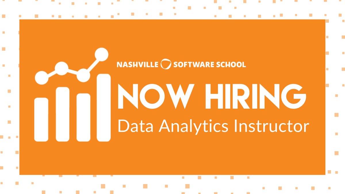 NashSoftware's tweet photo. NSS is hiring a full-time Data Analytics Instructor! 
To learn more and apply, visit: https://t.co/6fNkIIX3iY 
#Hiring #DataAnalytics #DataAnalyst #NashvilleTN https://t.co/1SwqCzQR2C
