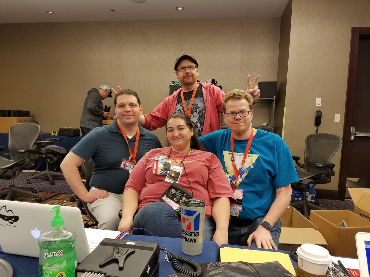 StormyKittyhawk's tweet photo. Of all the things I miss about @FurFest , I miss my ConOps family the most💙
Pictured here is only a fraction of the gang. Cc @KlueBat @CyricDravane @SmackJackal #Opsrocks https://t.co/vFDlgQ5s8C