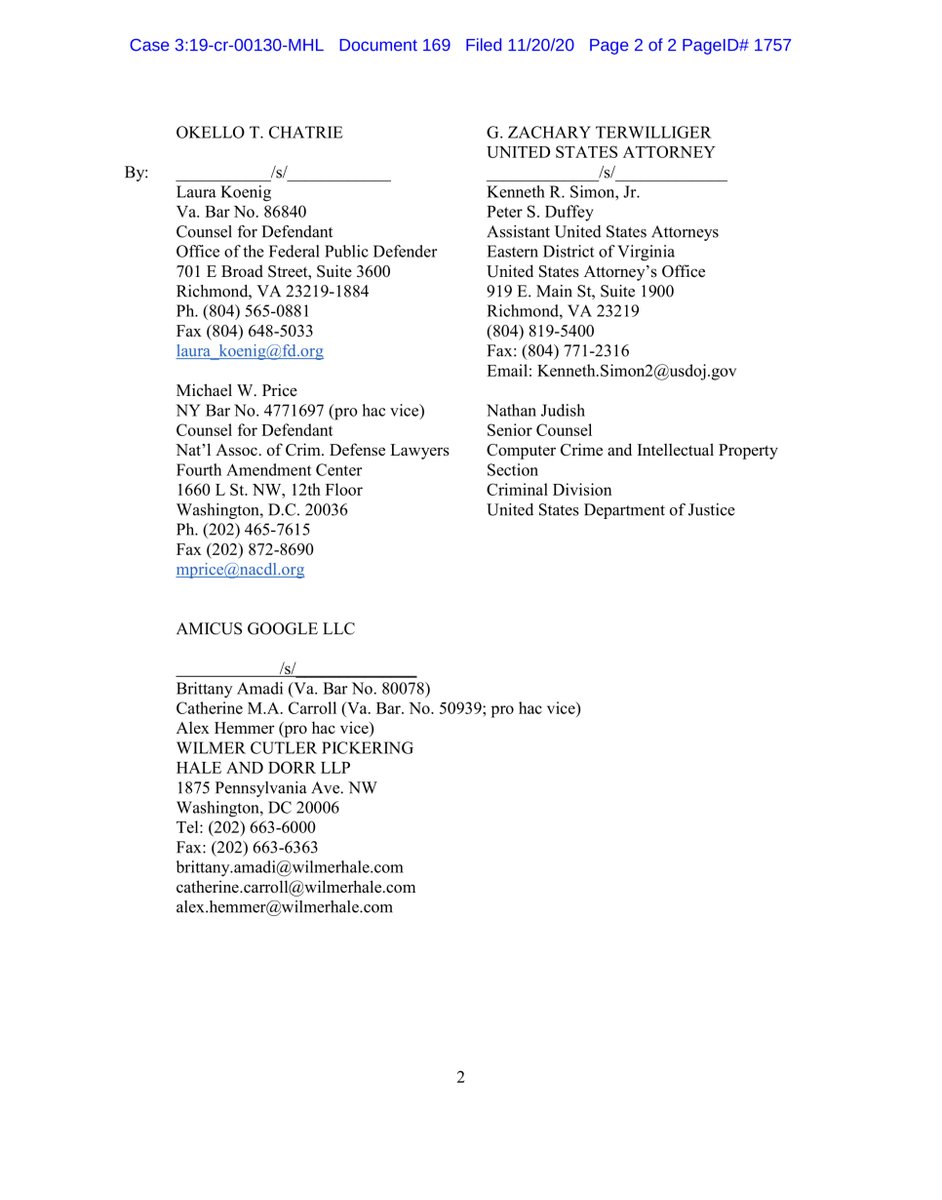 Oh you thought I forgot about this case? that would be a hard NOPENovember 20, 2020 JSRImma gonna need a minute or two to locate document 167 but it’s notable what Google has agreed to & what it wont object to... https://ecf.vaed.uscourts.gov/doc1/189110887476