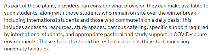 This part is remarkable. Students studying away from home are going to come back whenever they want, partly to make use of the space they've rented. But effectively they won't be allowed a test until their F2F teaching starts and they won't be allowed to use campus facilities...