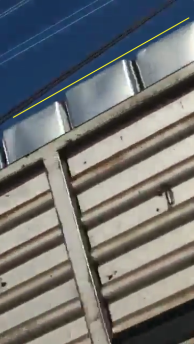 Only the cargo of the rear truck is visible, but it clearly carries stacks of small containers matching those seen in yesterday's video of the Afrin olive oil facility. (6/10)