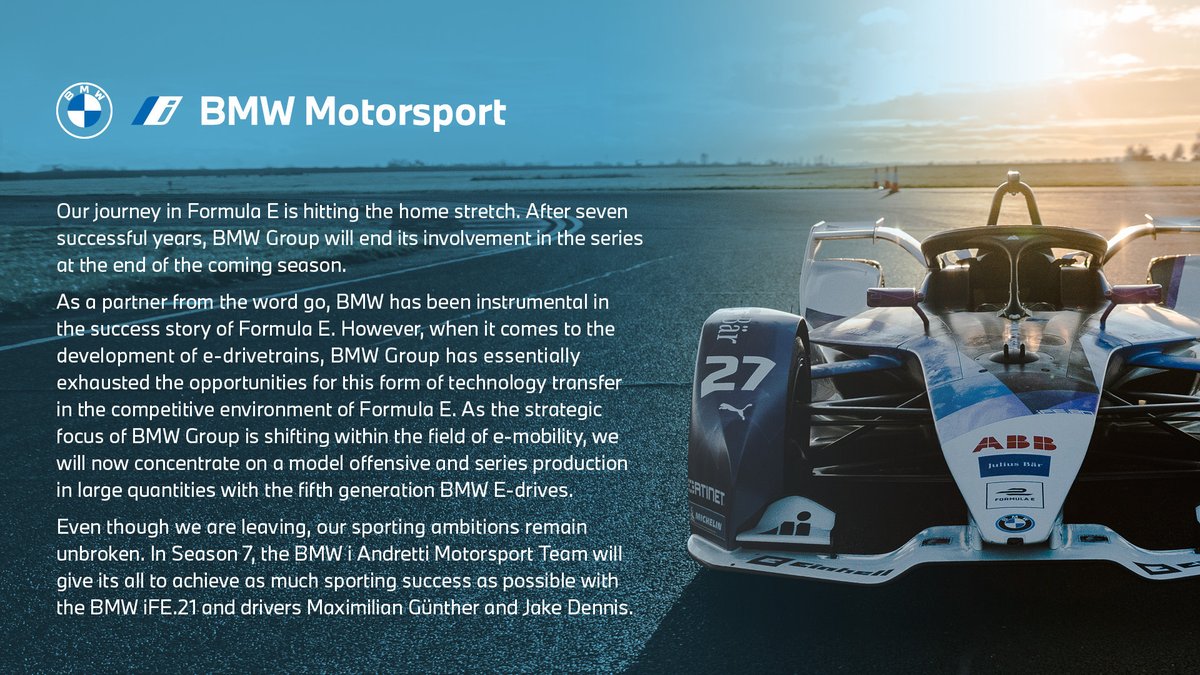 BMWMotorsport's tweet image. #RacingBeyond @BMWi @FIAFormulaE