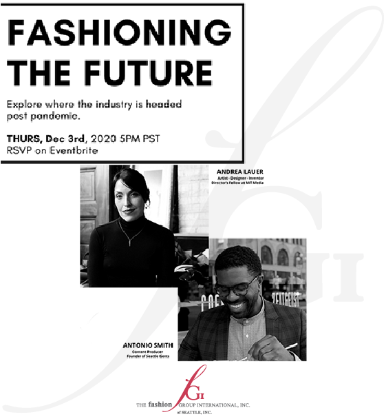Join us on Thursday, Dec 3rd, online to discuss the future of fashion with Andrea Lauer and Antonio Smith.  Ticket Link in bio.  Members, see your email for an exclusive promo code!
