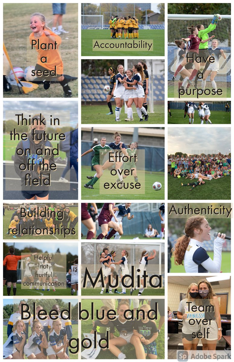 I'm excited to announce our teams core values project from this fall. Great stuff ladies. We have laid the foundation for creating our championship culture, today and for years to come. Now lets put our words into actions. Go Blugolds