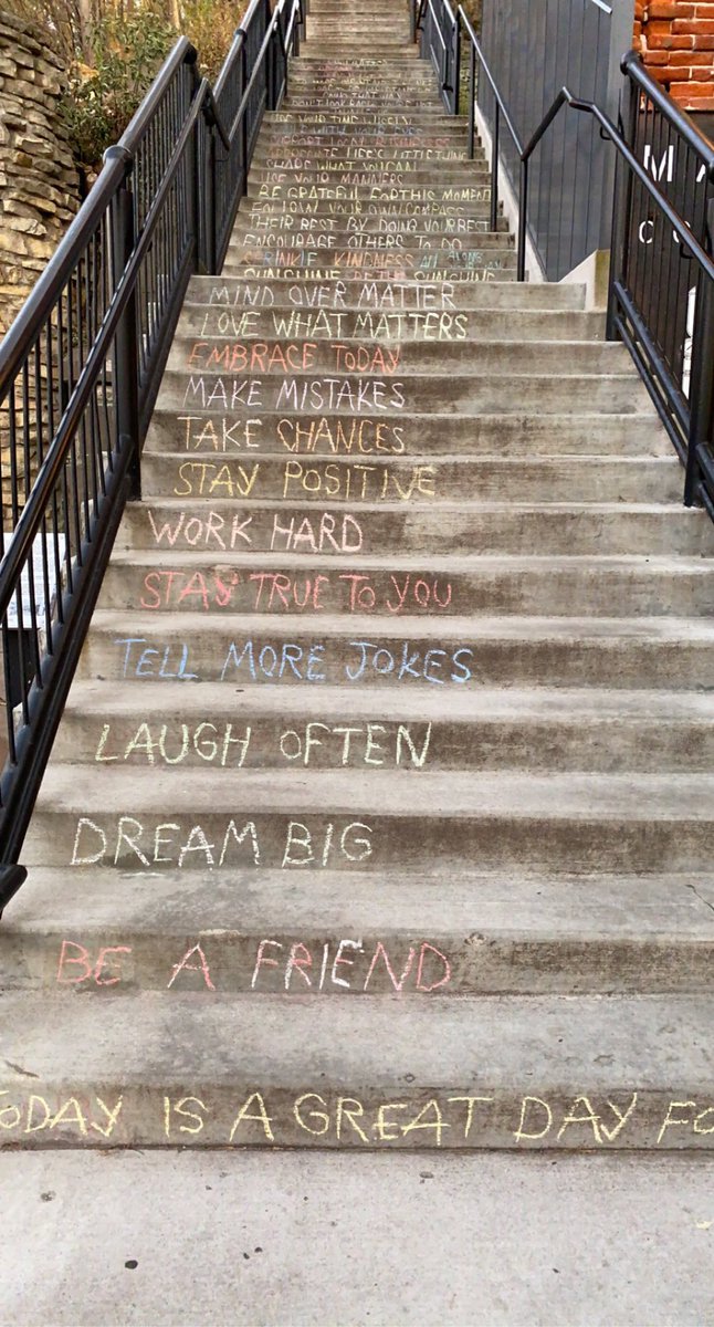 Day 2 #twitteradvent unveiling only in #2020 things, a little inspiration from <a href="/jjinsf/">jjinsf</a> (get the chalk out!) I missed traveling to #SanFrancisco monthly &amp; discovered it’s hilly @MNBirthplace sister #Stillwater climbing 95 flights weekly.  ❤️ #stillwaterstairs #adventcalendar2020