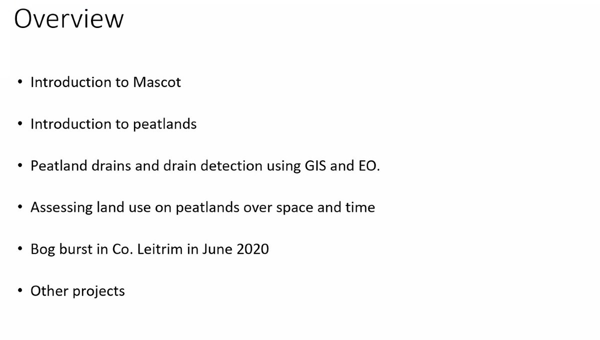 John begins with an intro to his really cute rehomed  @DogsTrust mascot (missed the screenshot of that slide  but she's gorgeous), before giving us a brief overview of his talk, 20 years of experience in  #EO, and a bit of background on peatlands as carbon storage