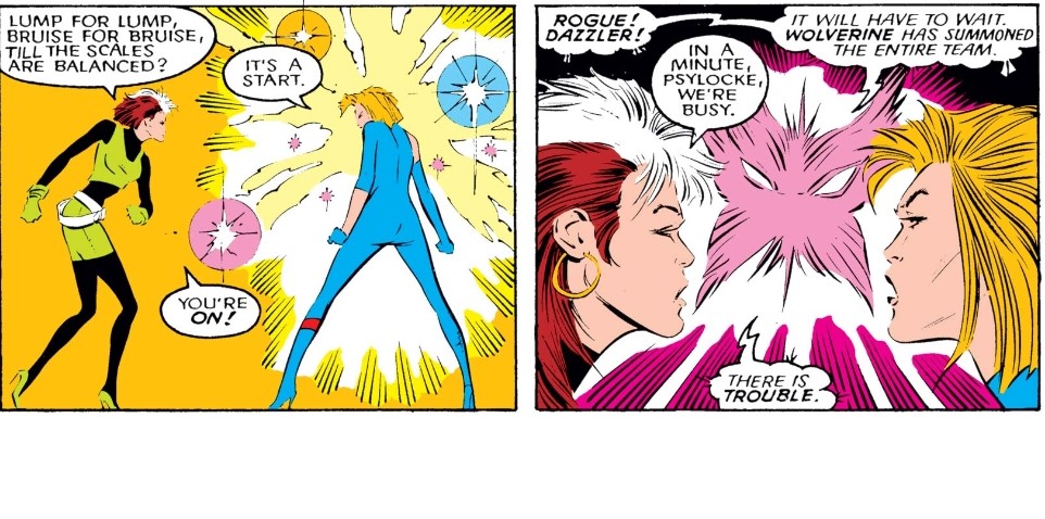 More importantly, the stories that were told in Dazzler from 1981 to its cancellation in 1985 were retroactively absorbed into X-canon when she joined the team in 1987, informing her ongoing character arc and relationships. 5/6