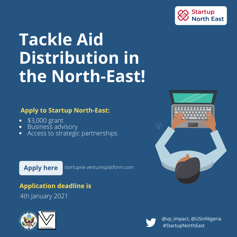 Application for the StartupNorthEast Program has been extended to the 4th of Jan 2021!🥳

The recent happening in the region has made us realize the importance of this program and the need to leverage #technology in order to mitigate the effects of the crisis in the #NorthEast.