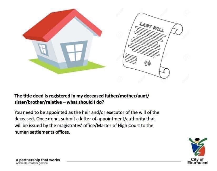 CITY OF EKURHULENI on Twitter "The executor will then submit a letter