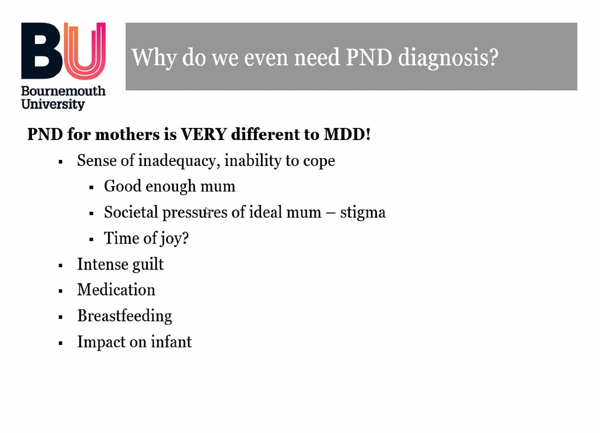 Why do we need to diagnose post-natal depression if it's a form of major depressive disorder?

BUT there are some fundamental differences, and it's *very* important to highlight them &amp; to treat accordingly, says <a href="/DrAndyMayers/">Dr Andy Mayers💡</a> <a href="/bournemouthuni/">Bournemouth Uni</a>

#becomingmothers #first1000days