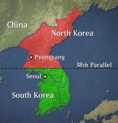 Sementara Amerika Serikat mendirikan pemerintahan di Korea bagian selatan melalui US Army Military Government in Korea (USAMGIK) pada tahun 1945-1948.Gambar dibawah merupakan pembagian Korea berdasarkan garis lintang 38 derajat