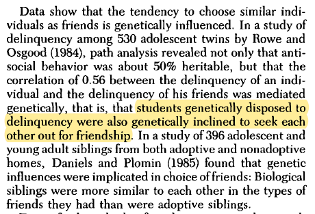 In simple words like attracts like. People want to be friends with people like them. Delinquents seek out other delinquents for friendship. Feminists want to be friends with feminists only. And so on.
