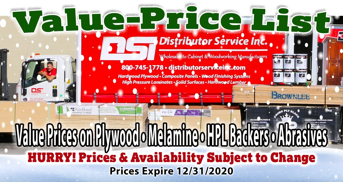 dsi_service's tweet image. At DSI....value prices on panel products are falling like snowflakes. Great values on Plywood, Laid-Up Panels, HPL 2nds, Mirka Abrasives &amp;amp; More.distributorserviceinc.com/DSI-Close-Out-… #Plywood #Melamine #ValuePrices