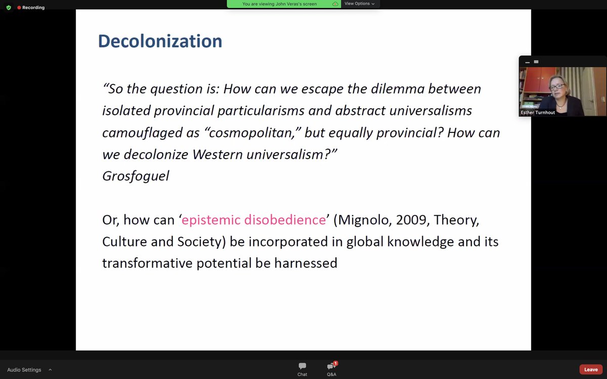 The frontier to  #decolonize  #sustainability science is urgent and relevant, argues  @EstherTurnhout - including making space for more than one universal truth.