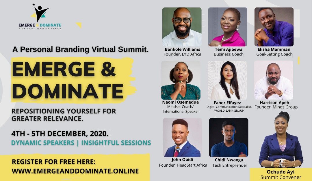 Nothing validates a cause more than believers who go the extra mile.  The Emerge and Dominate Summit team say thank you to our sponsors. We are grateful for your support.  Yet to register ? : emergeanddominate.online.
#EmergeandDominate
#PersonalBrandingSummit