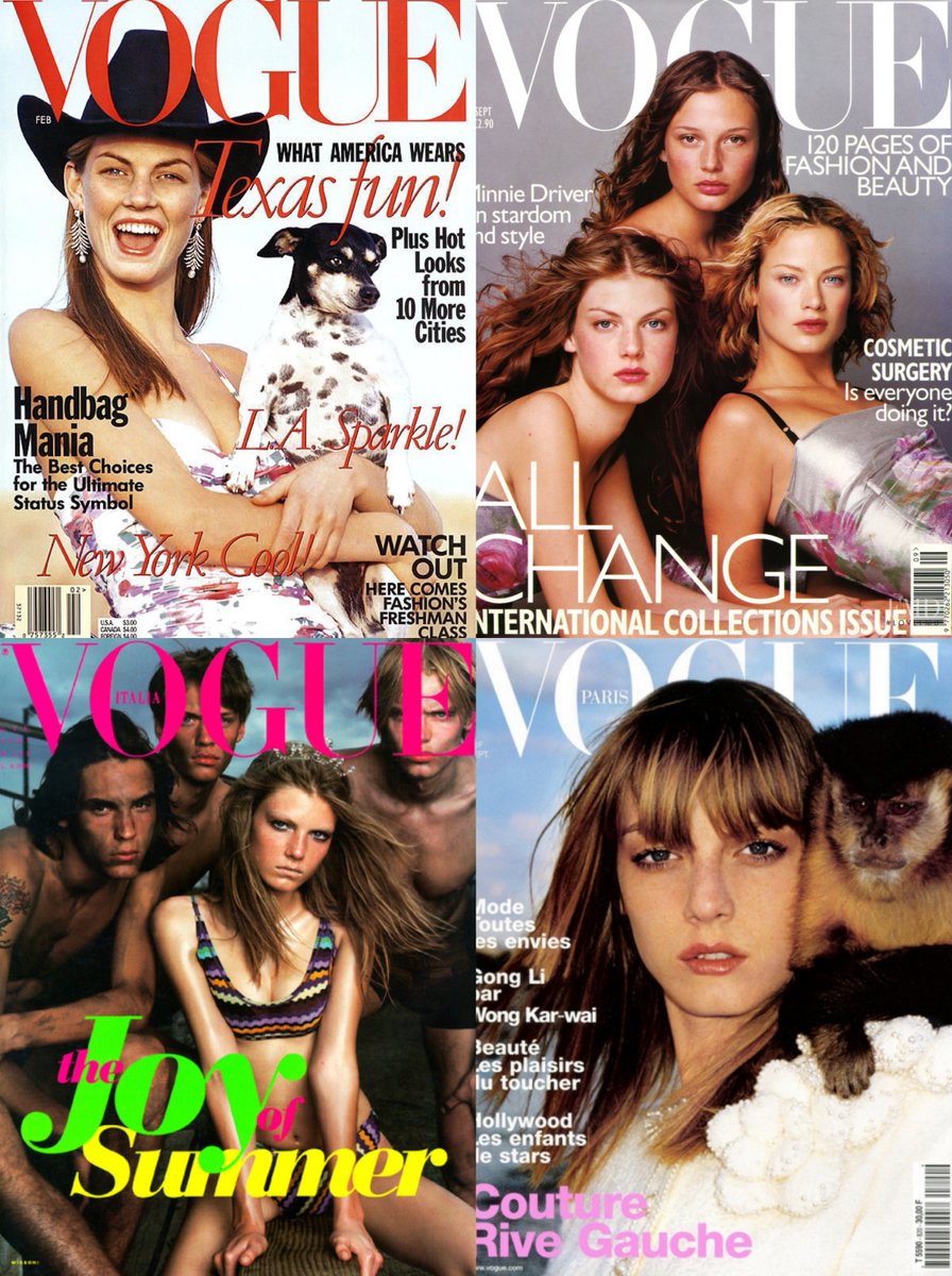 Angela Lindvall Vogue US February 1998Vogue UK September 1998Vogue Italia June 1997Vogue Paris November 1999