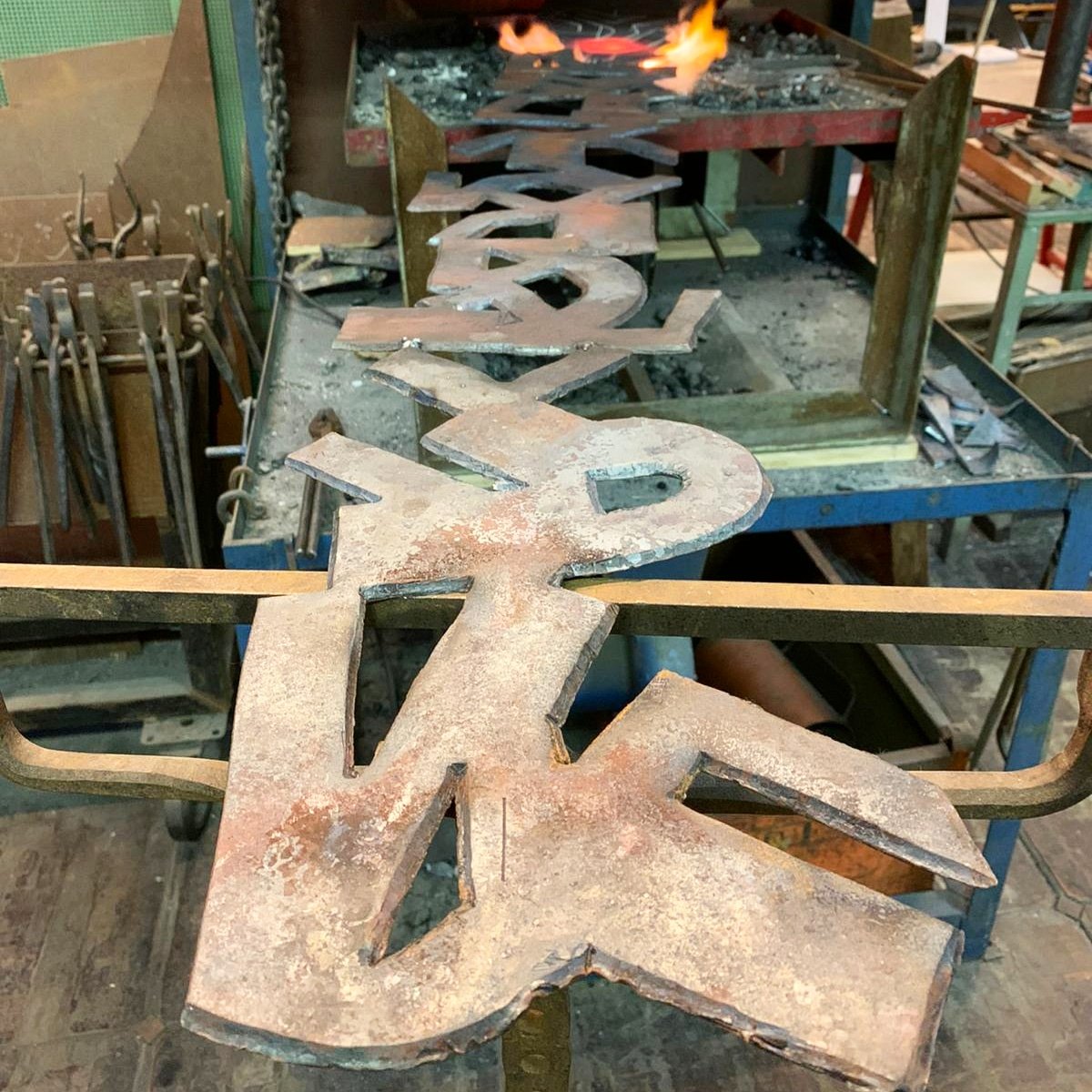 Progress on this new #forged and #chisseled #steel #sculpture :)