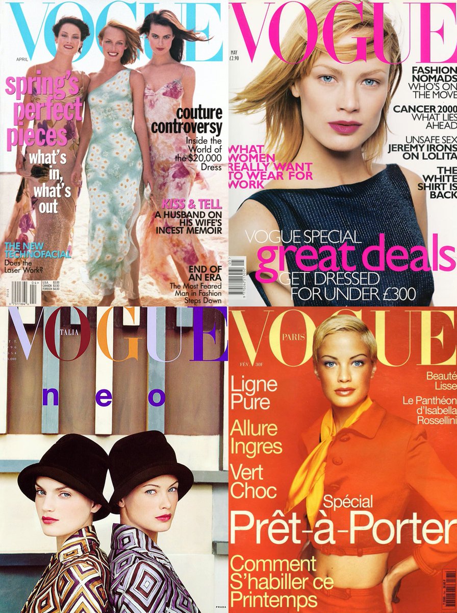 Carolyn MurphyVogue US April 1997 Vogue UK May 1998Vogue ItalyOctober 1996Vogue ParisFebruary 1996