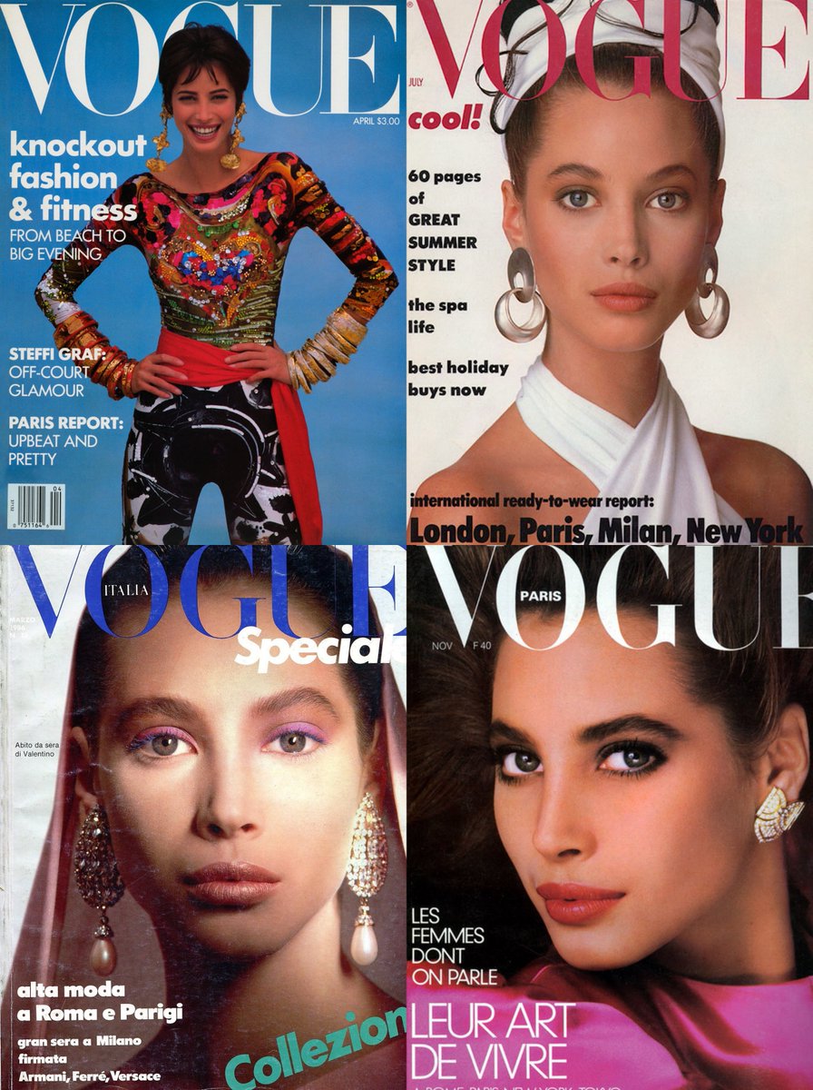 Christy Turlington Vogue US April 1990Vogue UK July 1986Vogue ItalyMarch 1986Vogue ParisNovember 1986