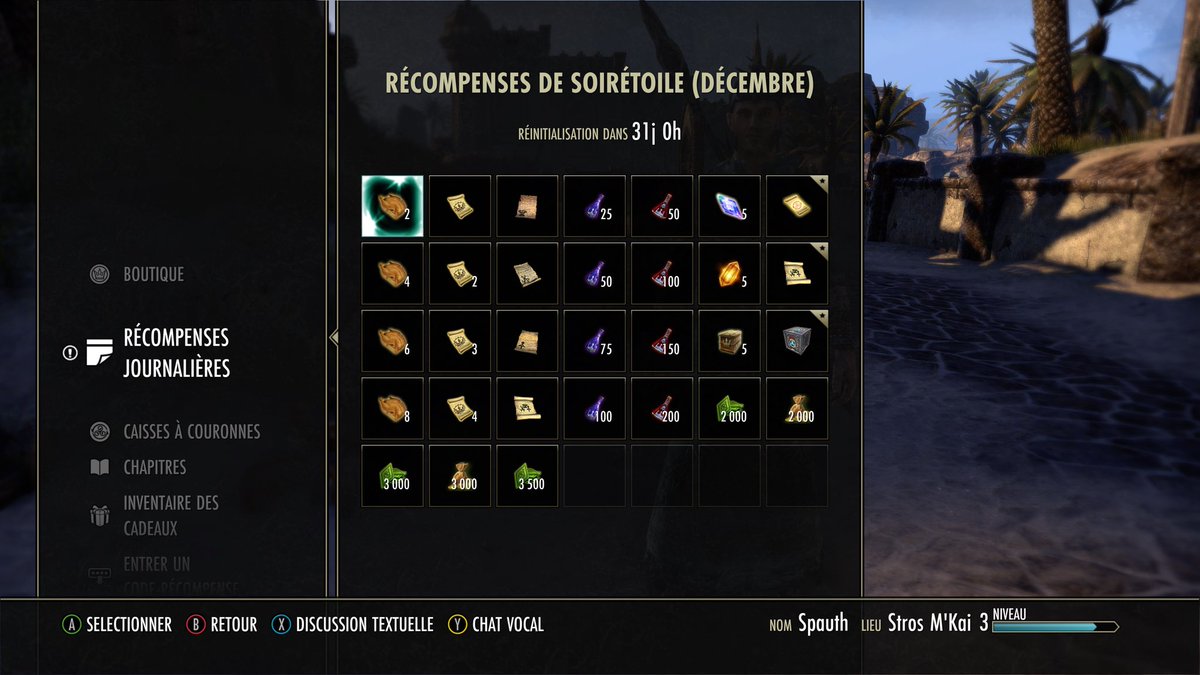 KeigixGaming's tweet photo. 🎁 Récompenses de connexions quotidiennes pour le mois de #décembre dans @TESOnline @TESOnline_fr https://t.co/wvryFLFz5I